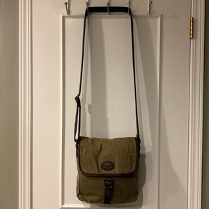 Fossil men canvas leather shoulder messenger crossbody Bag adjustable strap